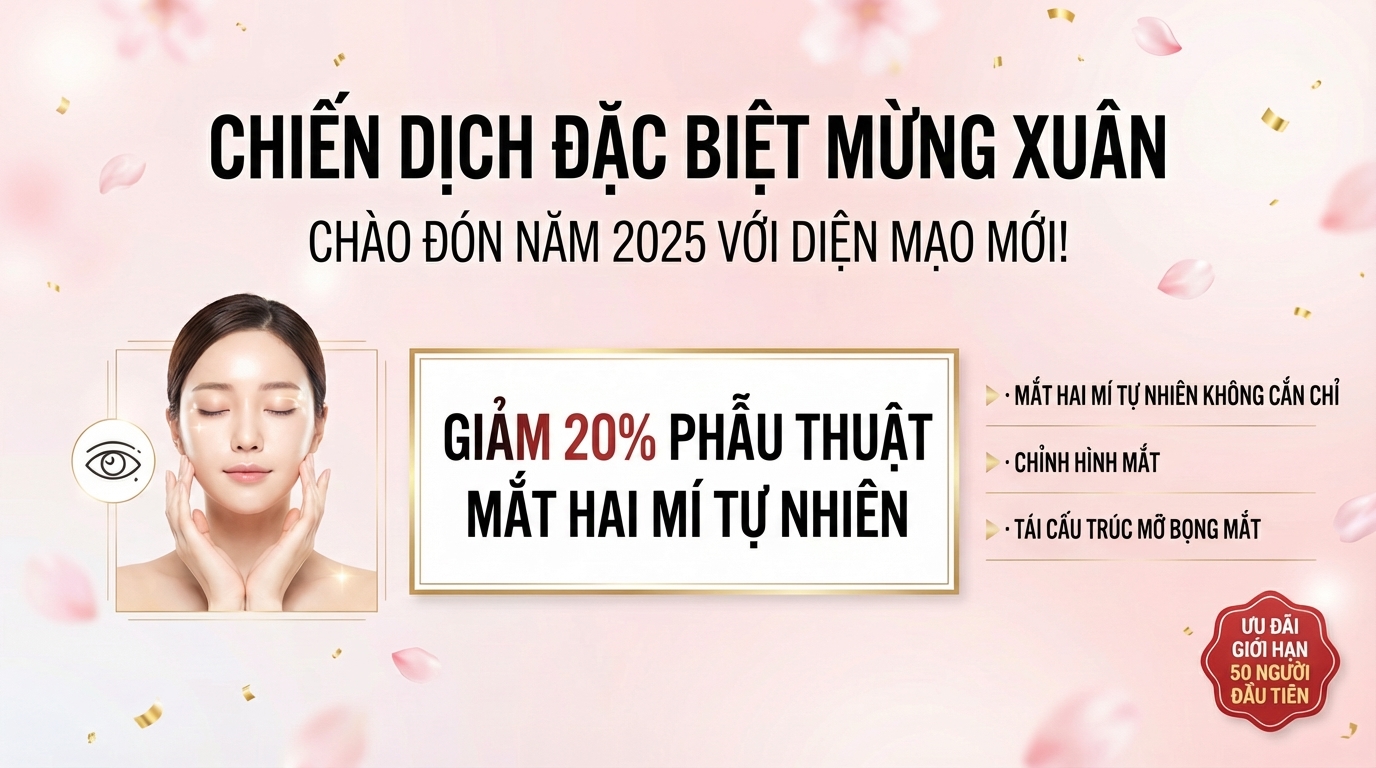 Khuyến mãi đầu xuân - Giảm 20% phẫu thuật mắt hai mí